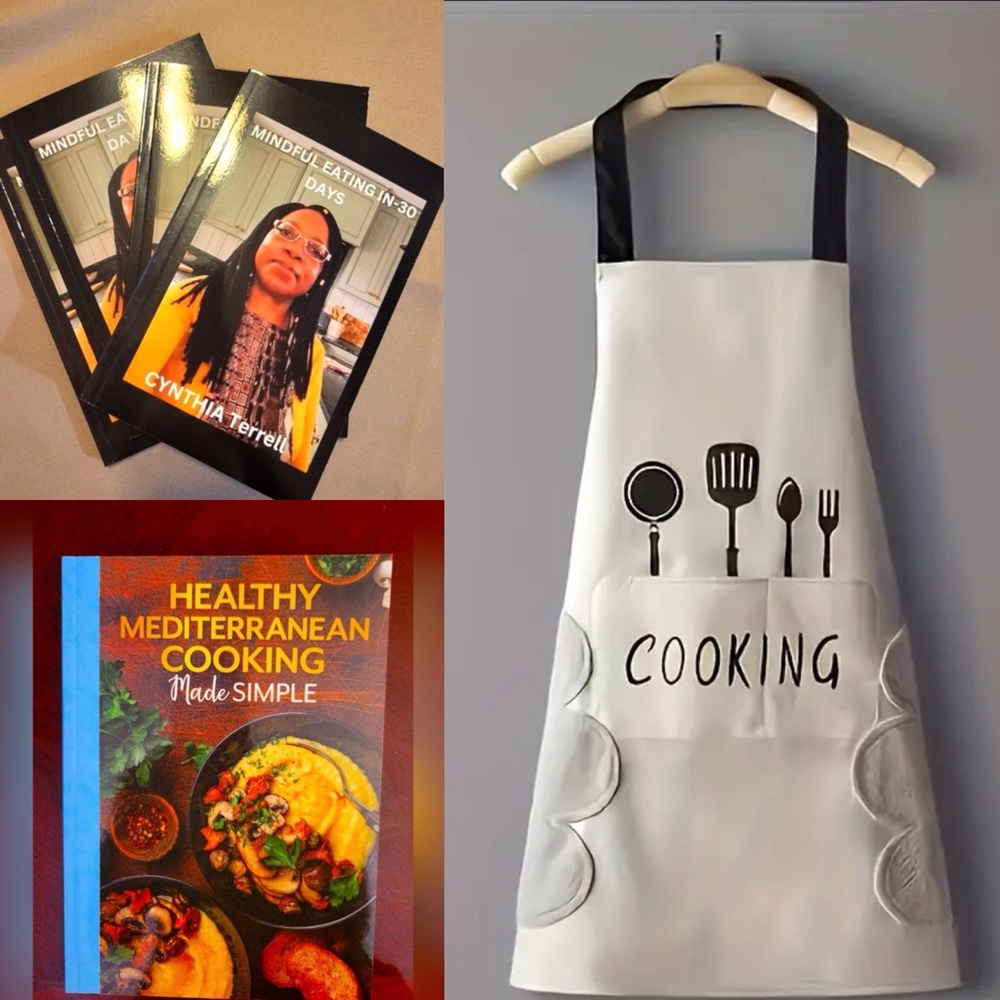 Mindful eating/healthy cooking book and apron